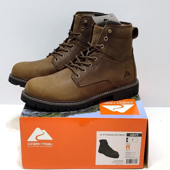 Ozark Trail Range Mountain Leather Boots Men's Size 9 Genuine Leather Upper NIB - Picture 1 of 12